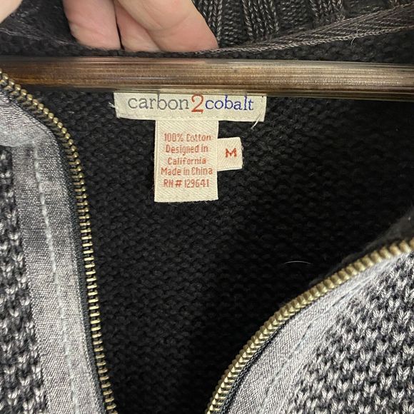 CARBON 2 COBALT Mens Gray Quarter Zip Mock Long Sleeve Sweater Size M Hi Def - Picture 6 of 10